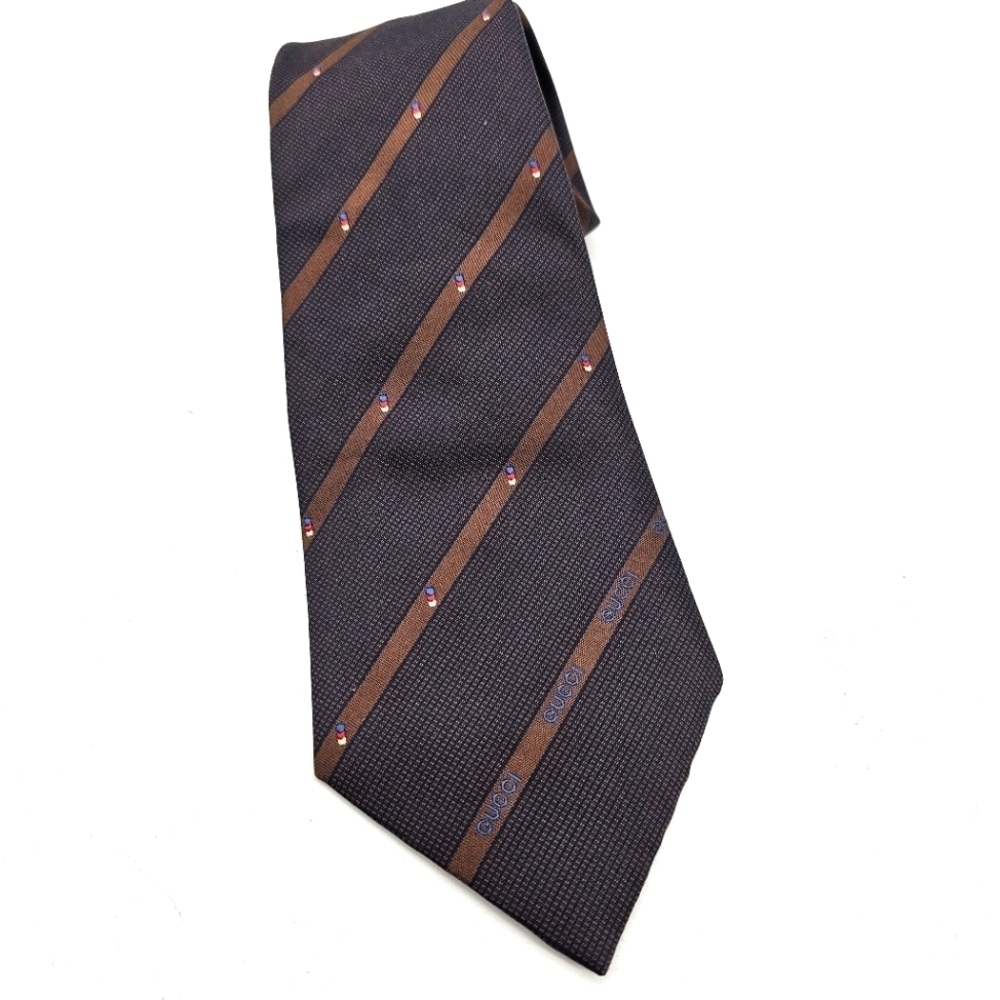 Gucci Vintage Made In Italy Silk Stripe Tie